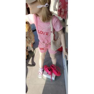 Roze kledingsetje voor kinderen - parels - love - Roze - 4 jaar/102