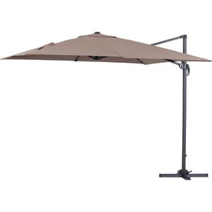 Parasol vrijhangend tuin zweefparasol ""Sun 3"" - 3 x 3 m - Taupe - grijs bruin