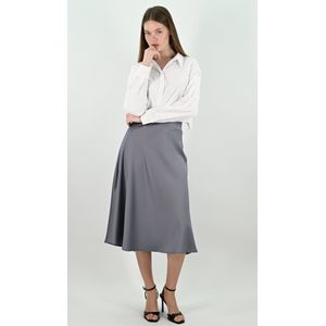 YesMooi - Satijnen Midirok - Mistgrijs - L (40)