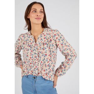 Damart - Overhemdblouse met print van zuivere viscose - Dames - Beige - 52