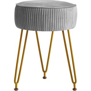 Unyqoos ® Tijdloze Elegantie Fluwelen Ronde Voetenbank Met Gouden Stalen Poten Voor Multifunctioneel Gebruik