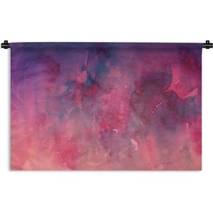 Wandkleed Waterverf Abstract - Abstract kunstwerk gemaakt met waterverf en roze en paarse kleuren Wandkleed katoen 180x120 cm - Wandtapijt met foto XXL / Groot formaat!