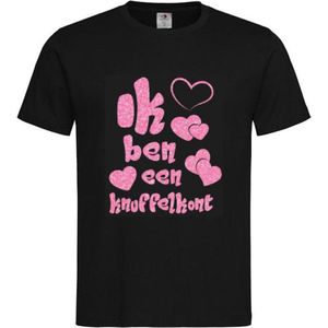 T-shirt Unisex Volwassenen Lol - carnaval - kermis - feestje - grappig Tekst ""Ik ben verkleed als alcoholist"" Op Voorkant | korte mouw | Zwart/Roze GLITTER | maat L