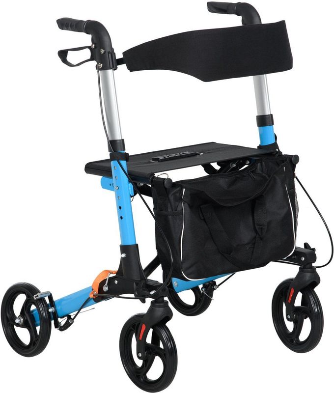 HOMCOM-Rollator Walker-Aluminiumlegering-60,5x67x97cm-Blauw