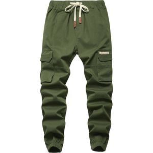 Joggingbroek jongens legergroen met elastiek 158/164 cm
