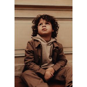 Jongens hoodie Prez sand melange 122-128