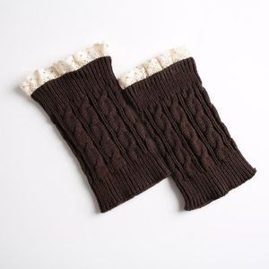 Dames kanten beenwarmers - 18 cm + 2 cm kanten rand - Gebreide winterlaarssokken - Beenwarmers - Laarswarmers - Gebreide warme korte beenwarmers - Herfst en winter korte kanten twist beenwarmers