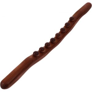Houten massage roller met 8 kralen - 52 cm lymfedrainage massagestok - Massageapparaten - Guasha en spierontspanningsgereedschap - Massager Dij - Vermoeidheid Verlichten - Massager Hele Lichaam - Massagetool guasha - Massagebal