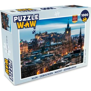 Puzzel Klok - Gebouwen - Nacht - Edinburgh - Legpuzzel - Puzzel 1000 stukjes volwassenen