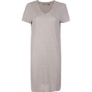 Moscow Striped Crepe Jersey Dress/ Jurk - Off White/ Olive - Maat L