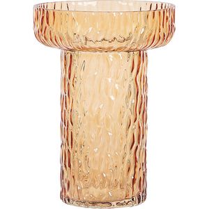 Beliani PLATANIA - Decoratieve vaas - Oranje - Glas