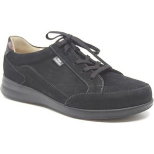Finn Comfort, PRATO, 02286-902675, Zwarte veterschoenen met rits en uitneembaar voetbed wijdte H