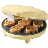 Bestron Wafelijzer voor Mini Cookies, Cakemaker voor mini cakes, met bakindicatielampje & antiaanbaklaag, 700 Watt, kleur: Geel