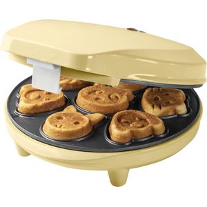 Bestron Wafelijzer voor Mini Cookies, Cakemaker voor mini cakes, met bakindicatielampje & antiaanbaklaag, 700 Watt, kleur: Geel