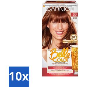 10 x Garnier - Belle Color 50 - Haarkleuring - Mahonie - Permanente Kleur - Haarverf - Permanente Haarkleur - Grijsdekking - Haarverf Mahonie - Haarverf Donkerbruin