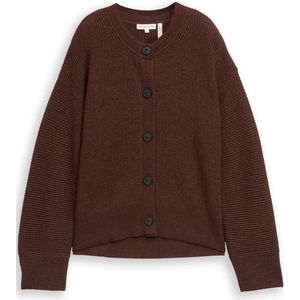 Tom Tailor - Vest - Dark Pecan Brown Melange - Met Ribboorden