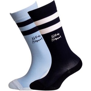 Kentucky Horsewear - Kinder Sokken stripes set of 2 marine/lichtblauw 23/26