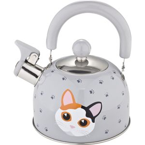 Fish and cats"" kookketel RVS met fluitje, geschikt voor alle soorten kookplaten capaciteit: 1,5 l food grade roestvrijstalen theepot met ergonomisch handvat l FCBOUIL