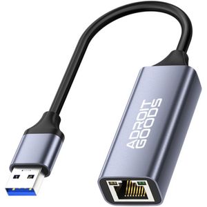 AdroitGoods USB-A naar RJ45 adapter – USB 2.0/100Mbps – Compact & Betrouwbaar - Plug & Play - Aluminium