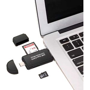 Finnacle - SD Kaartlezer - USB Kaartlezer - USB - Micro USB - Eenvoudig aan te sluiten via Micro USB - Zwart