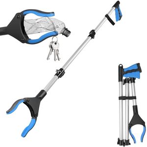 TOVBMUP 110 cm - Oppaktang - Geschikt voor senioren - Duurzaam - Opvouwbare aluminium afvalgrepen - 360° draaibare kop - Puntgrijper - Antislip - Comfortabel handvat