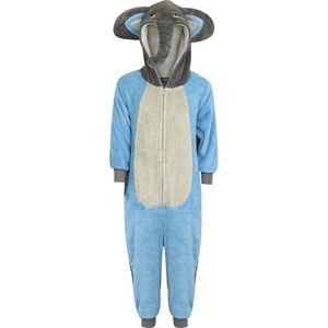 Olifant Theme Onesie Kinderen 2-Tone Pluche Fleece Jumpsuit Met Capuchon