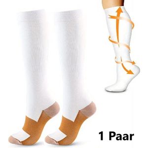 Koper Compressie Kousen I Compressie Sokken I Steunkousen I Sport Sokken I I Vliegtuigsokken I Maat S/M (36-40) I Wit