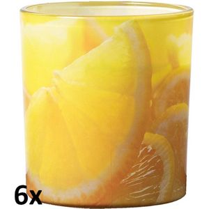 6 stuks Bolsius citronella geurglas met citroen opdruk terras- tuinkaarsen 80/72 (25 uur)