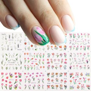 12 Stuks Nagelstickers – Tulpen, Bloemen, Rozen, Takjes – Nail Art Stickers
