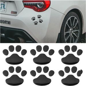 Hondenpootafdruk Stickers - 6 Stuks Autodecoratie Schattige Dierenbeer Embleem - 3D Dierenpoot voor Autoruiten - Zwart .