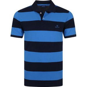 Gant - Rugger Polo Strepen Blauw - Regular-fit - Heren Poloshirt Maat M