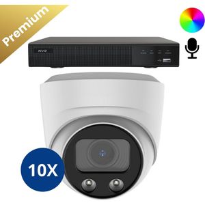 10x Beveiligingscamera set – Bedraad – Sony Dome Premium Full Color 4K – Wit
