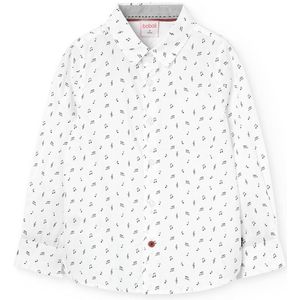 Boboli - Poplin Printed - Overhemd - Wit - Jongens - Lange Mouwen