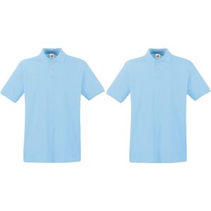 2-Pack maat 2XL lichtblauw polo shirt premium van katoen voor heren - Polo t-shirts voor heren
