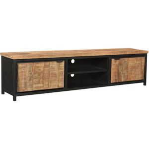 Tv meubel met 2 deuren 210x40x52 cm mangohout en metaal