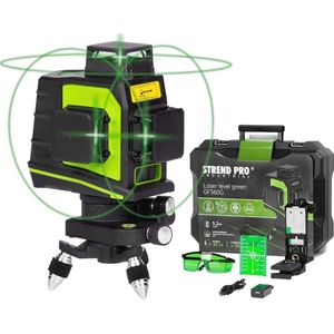 Kruislijnlaser Groen 3x360 Draaibaar - Zelfnivellerend met Koffer en USB-oplading