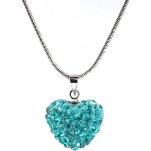 Fako Bijoux® - Ketting - Disco Dots - Hart - Turquoise