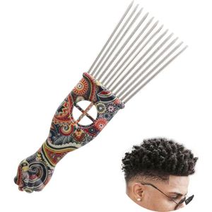 Afro Kam - Afro Comb - Afro Pick - Styling Pik Afro Comb - Afro Kam Voor Krullend Haar - Krullend Haar Ontwarren - Haar Accessoire - LOUZIR