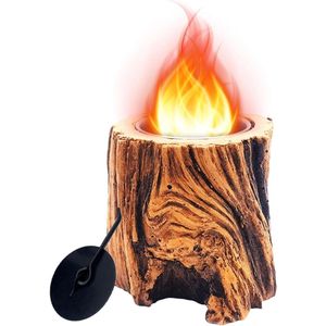 Bio-ethanol tafelhaard met boomstronk design voor binnen en buiten - langere brandduur - draagbaar formaat voor balkon, terras en tuin