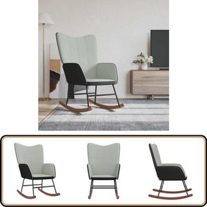 vidaXL Schommelstoel - Lichtgrijs - Fluweel en PVC Schommelstoel - Lounge Chair - Relaxfauteuil - Velvet Meubels - Grijs Meubilair