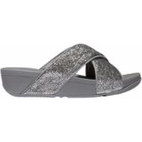 FitFlop - Lulu Crinkled-Shimmer Cross Slides - Metallic Classic Beige - Slippers