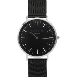 Navarra Silver / Black Mesh 2.0 Horloge | Zilverkleurig & Zwart | Mesh band | Luxe Giftset/Cadeauset