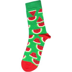 Groene sokken met watermeloenprint – Grappige sokken voor Dames & Heren – Maat 37-42