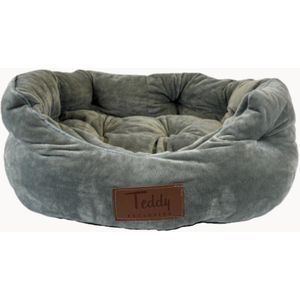 Teddy Exclusive Mand Shadow – Velvet Mandje Grijs – L50xB40xH15cm – Voor Katten & Kleine Honden – Met Opstaande Randen & Uitneembaar Kussen
