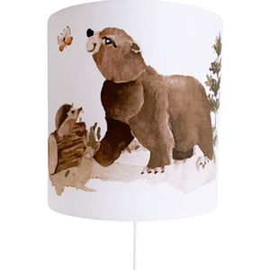 Wandlamp bosdieren beer wit-wandlamp-dieren-sfeerverlichting-pendel-lampen-kinderkamerdecoratie-woonaccessoires