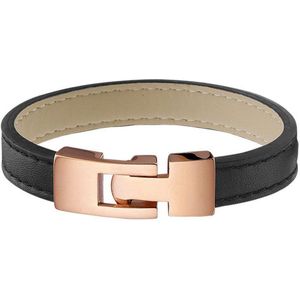 The Jewelry Collection Armband Leer - Staal