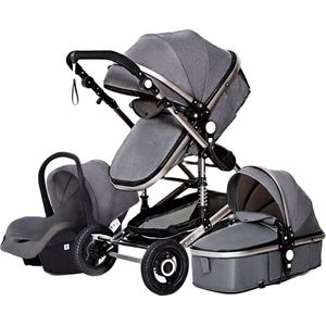 Magic ZC Luxe Multifunctionele 3-in-1 Combi Kinderwagen – Kwalitatieve Buggy – Opklapbare Wandelwagen – Grijs – Incl. Autostoel & Ergonomische Baby Draagzak