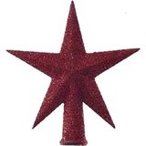 Decoris Mini kerstboom piek - rood - D12 cm - kunststof - kerstpieken kerstversiering
