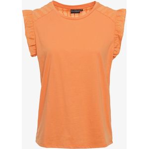 TwoDay dames top met ruches oranje - Maat XS