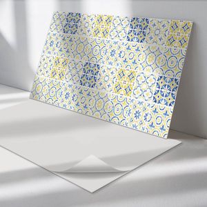 Wallfluent Vinyl Wandpaneel - Mozaïekpatroon met ornamenten Wandpaneel PVC - 120 cm x 60 cm - Blauw Vinyl Wandpaneel - Set van 1 - Rechthoekig Wandbekleding Vinyl - Texturen Wandpaneel - Zelfklevend Wandpaneel - Wandpaneel Keuken en Badkamer